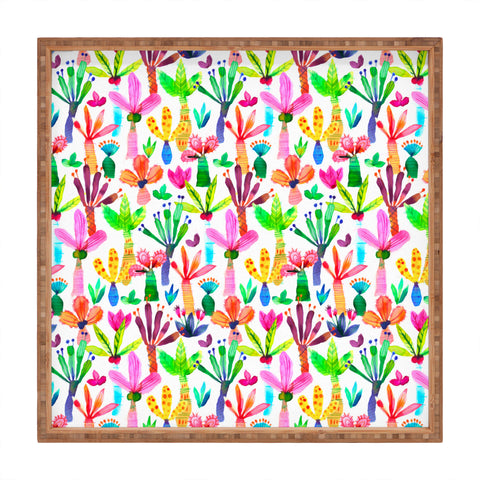 Ninola Design Cute and colorful tropical jungle Square Tray