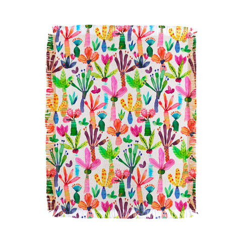Ninola Design Cute and colorful tropical jungle Throw Blanket