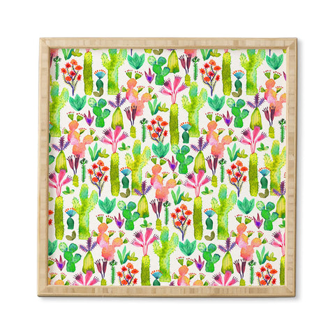 Ninola Design Cute and green cacti garden plants Framed Wall Art