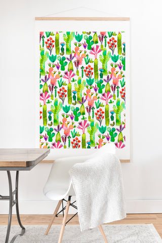 Ninola Design Cute and green cacti garden plants Art Print And Hanger