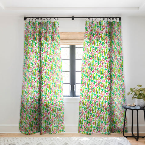 Ninola Design Cute and green cacti garden plants Sheer Window Curtain