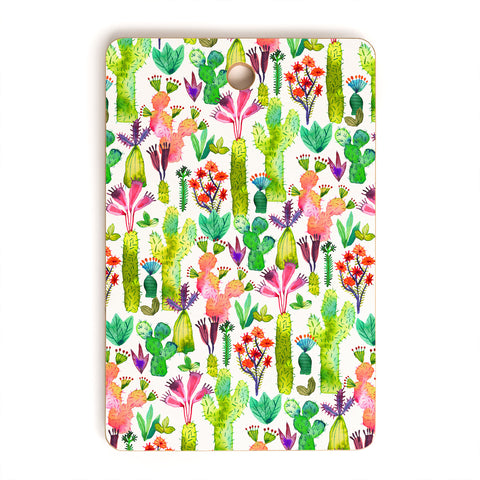 Ninola Design Cute and green cacti garden plants Cutting Board Rectangle