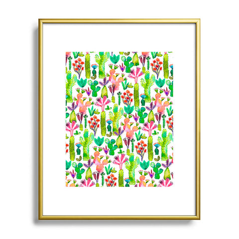 Ninola Design Cute and green cacti garden plants Metal Framed Art Print