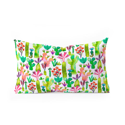 Ninola Design Cute and green cacti garden plants Oblong Throw Pillow