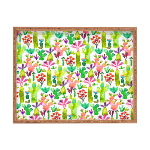 Ninola Design Cute and green cacti garden plants Rectangular Tray