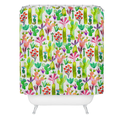 Ninola Design Cute and green cacti garden plants Shower Curtain