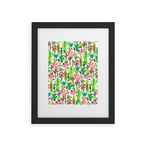 Ninola Design Cute and green cacti garden plants Framed Art Print