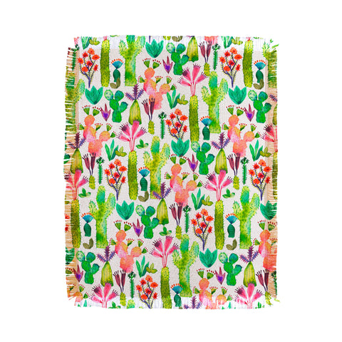 Ninola Design Cute and green cacti garden plants Throw Blanket