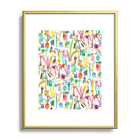 Ninola Design Cute and Imaginary Lush Garden Plants Metal Framed Art Print