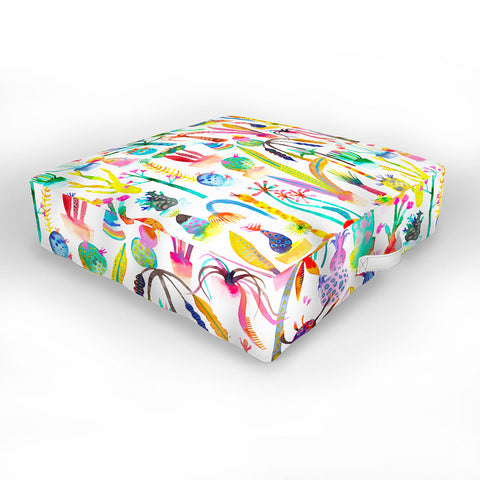 Ninola Design Cute and Imaginary Lush Garden Plants Outdoor Floor Cushion