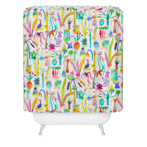 Ninola Design Cute and Imaginary Lush Garden Plants Shower Curtain