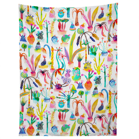 Ninola Design Cute and Imaginary Lush Garden Plants Tapestry