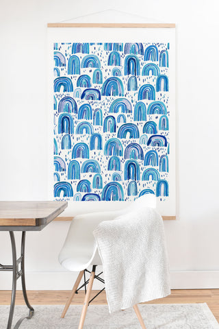 Ninola Design Cute Blue Rainbows Art Print And Hanger