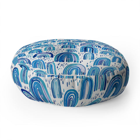 Ninola Design Cute Blue Rainbows Floor Pillow Round