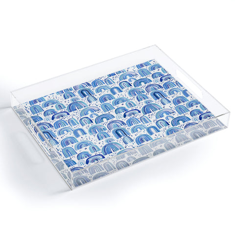 Ninola Design Cute Blue Rainbows Acrylic Tray