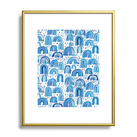 Ninola Design Cute Blue Rainbows Metal Framed Art Print