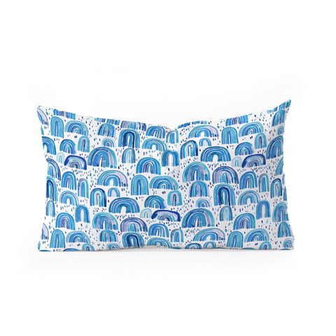 Ninola Design Cute Blue Rainbows Oblong Throw Pillow
