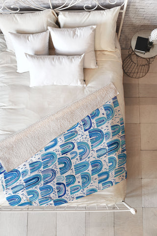 Ninola Design Cute Blue Rainbows Fleece Throw Blanket