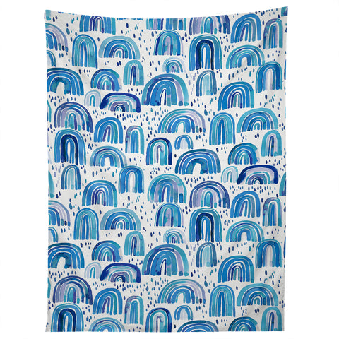 Ninola Design Cute Blue Rainbows Tapestry