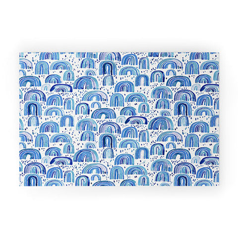 Ninola Design Cute Blue Rainbows Welcome Mat