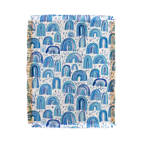 Ninola Design Cute Blue Rainbows Throw Blanket