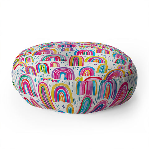 Ninola Design Cute colorful rainbows Floor Pillow Round
