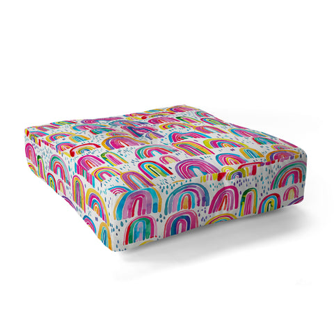 Ninola Design Cute colorful rainbows Floor Pillow Square