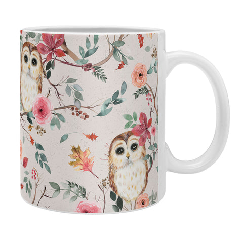 Ninola Design Cute Owls Tree Green Pink Coffee Mug