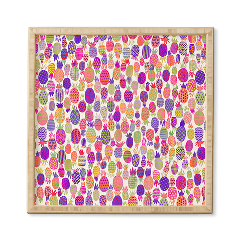 Ninola Design Cute Pink Pineapples Framed Wall Art
