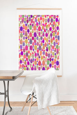 Ninola Design Cute Pink Pineapples Art Print And Hanger