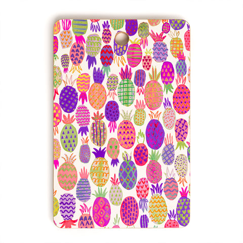 Ninola Design Cute Pink Pineapples Cutting Board Rectangle