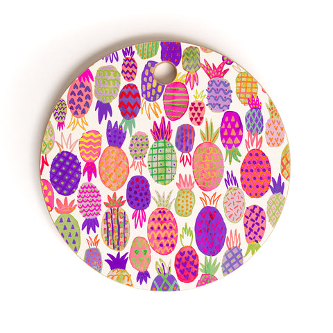 Ninola Design Cute Pink Pineapples Cutting Board Round