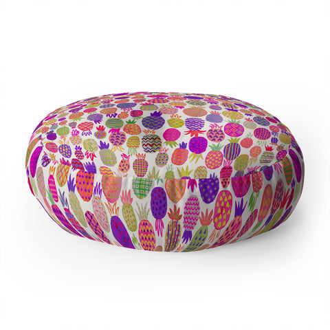 Ninola Design Cute Pink Pineapples Floor Pillow Round