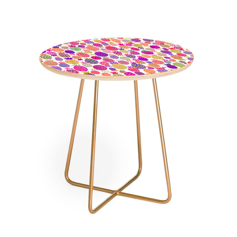 Ninola Design Cute Pink Pineapples Round Side Table