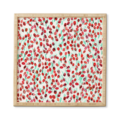 Ninola Design Cute Spring Ladybugs Framed Wall Art