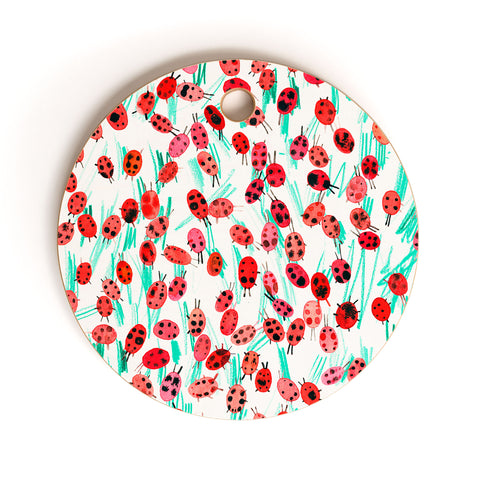 Ninola Design Cute Spring Ladybugs Cutting Board Round