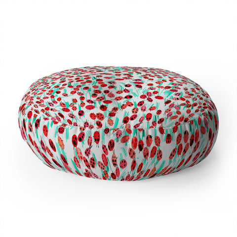 Ninola Design Cute Spring Ladybugs Floor Pillow Round