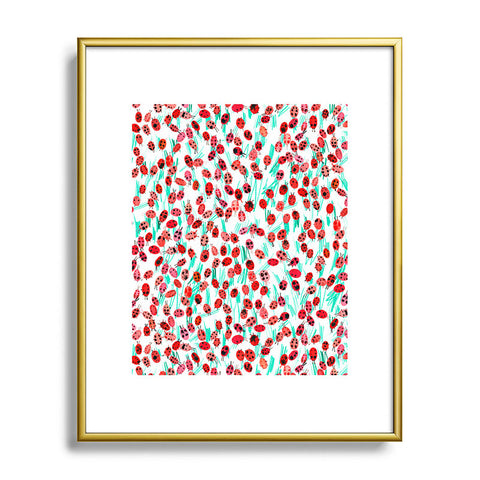 Ninola Design Cute Spring Ladybugs Metal Framed Art Print
