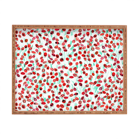 Ninola Design Cute Spring Ladybugs Rectangular Tray