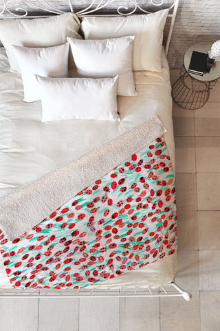 Ninola Design Cute Spring Ladybugs Fleece Throw Blanket
