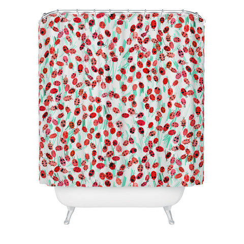 Ninola Design Cute Spring Ladybugs Shower Curtain