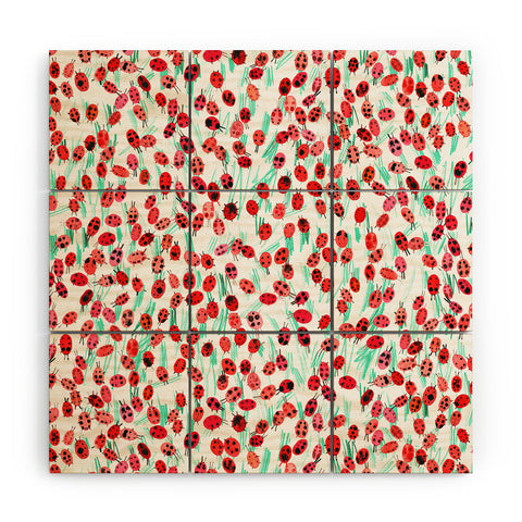 Ninola Design Cute Spring Ladybugs Wood Wall Mural