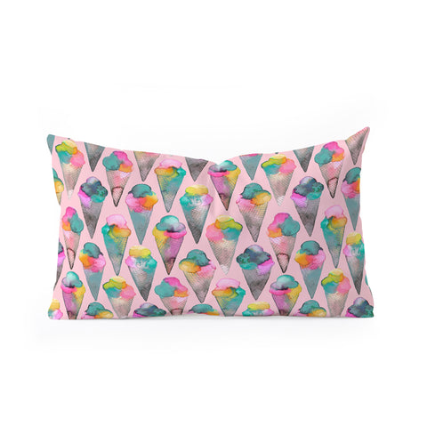 Ninola Design Cute Summer Ice Cream Cones Pink Oblong Throw Pillow