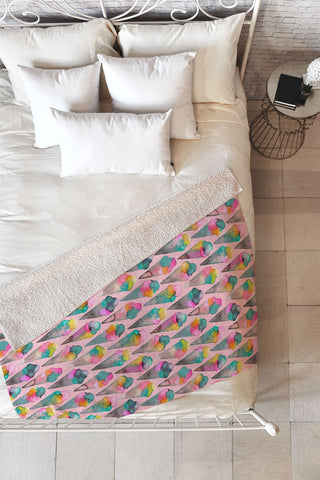 Ninola Design Cute Summer Ice Cream Cones Pink Fleece Throw Blanket