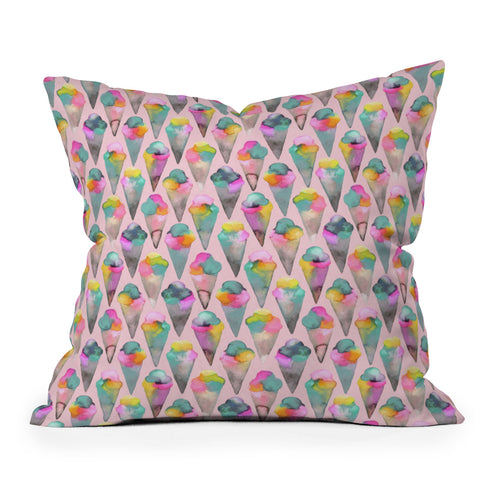 Ninola Design Cute Summer Ice Cream Cones Pink Throw Pillow