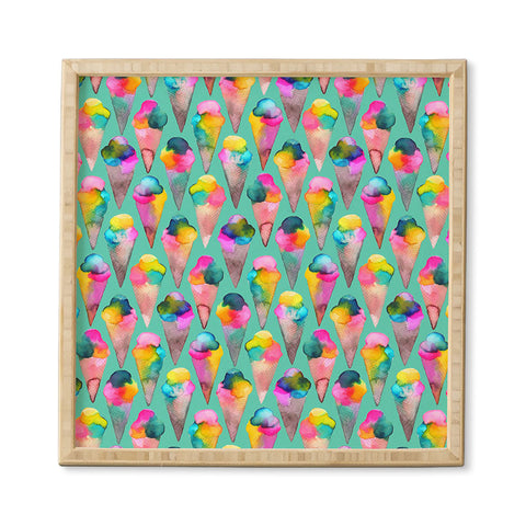 Ninola Design Cute Summer Sweet Ice Cream Cones Framed Wall Art