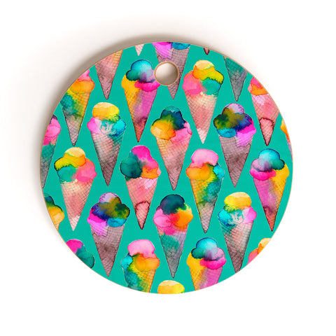 Ninola Design Cute Summer Sweet Ice Cream Cones Cutting Board Round