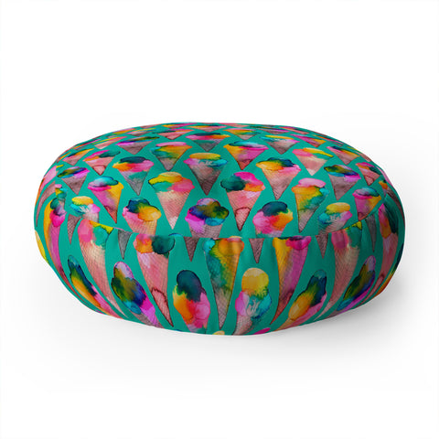 Ninola Design Cute Summer Sweet Ice Cream Cones Floor Pillow Round