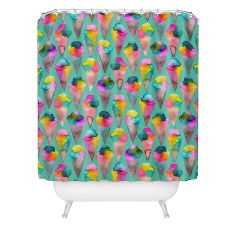 Ninola Design Cute Summer Sweet Ice Cream Cones Shower Curtain