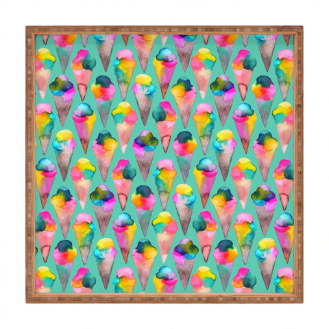 Ninola Design Cute Summer Sweet Ice Cream Cones Square Tray